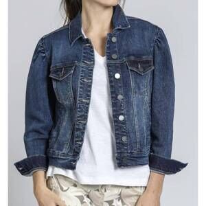 NEW APNY puff sleeve jean jacket in indigo